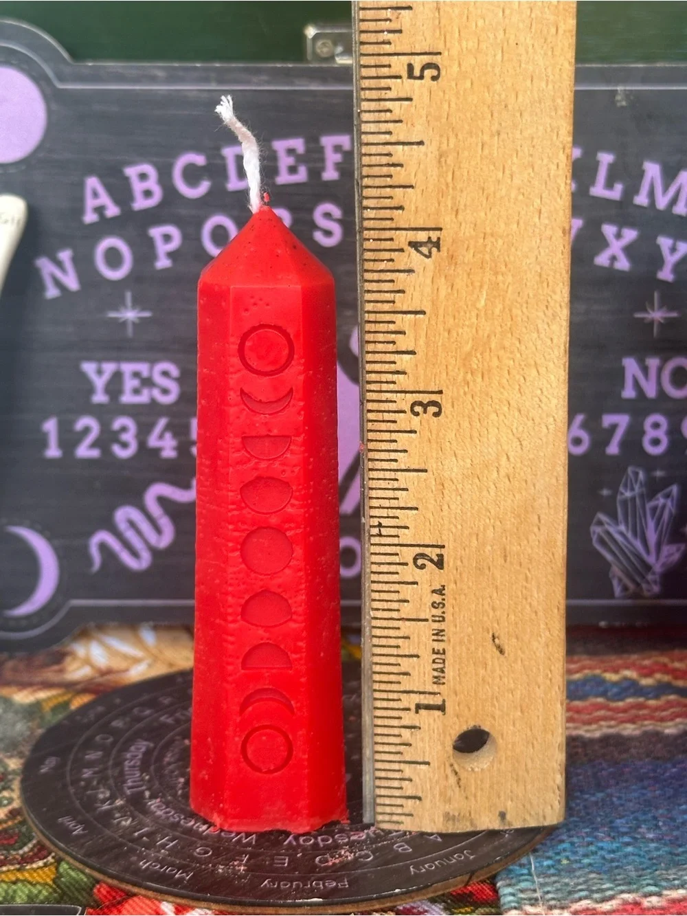 Mini Moon Phase Spell Candle | Red Lunar Pillar Candle |